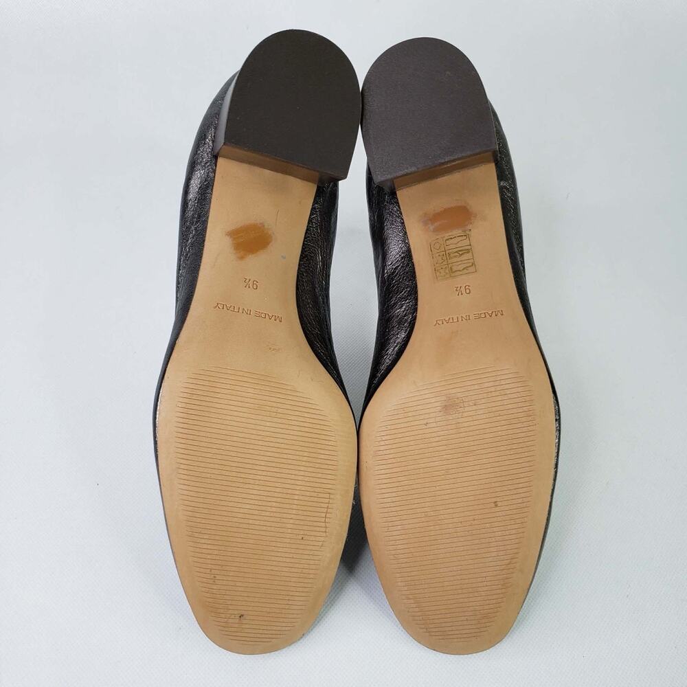 Everlane Women's The Italian Leather Day Block Heel Metallic Grey Size 9.5 - Picture 4 of 10